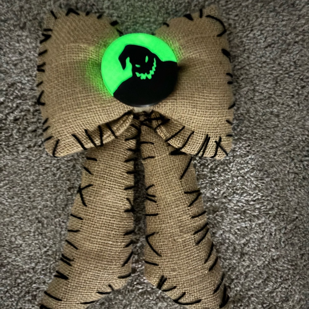 Oogie Boogie inspired Disney Glow-in-the-Dark Burlap Hair Bow